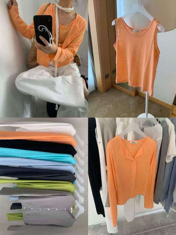 High-Quality Orange Bamboo Cotton Cardigan Toowell, Orange Color Only, Special Price High-Quality Orange Bamboo Cotton Cardigan Toowell, Orange Color Only, Special Price