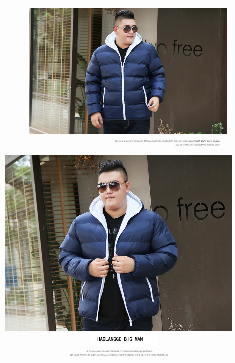 Quần áo nam béo cộng với phân bón XL áo khoác cotton thủy triều béo cực lớn quần áo cotton rộng nhỏ thanh niên mùa đông quá khổ áo bò nam