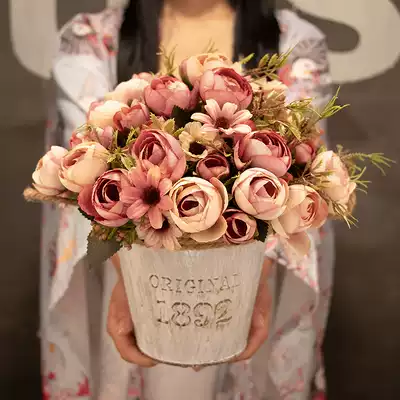 American set dry flower iron decorative flower simulation flower living room decoration table flower arrangement fake flower small potted ornaments