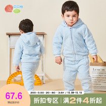 Beibeiyi childrens autumn suit winter clothing 2021 new childrens clothing lamb cashmere baby Foreign style warm two-piece tide