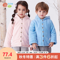 Beibaili baby coral velvet coat 2021 autumn and winter children clip cotton coat baby baby padded thick hooded coat