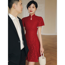 Cheongsam toast bride summer can wear a small red wedding engagement Chinese dress female