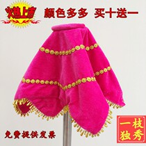 Gold velvet octagonal towel Northeast two-person handkerchief flower examination large handkerchief thickened twisted Yangge dance handkerchief pair