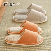 Utone Linen Sandals Men And Women Indoor Home Spring Summer Season Day Style Floor Muted Cotton Linen Slippers Non-slip