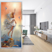 Art glass entry porch living room screen partition wall shoe cabinet moving door modern light luxury simple styling flower grid