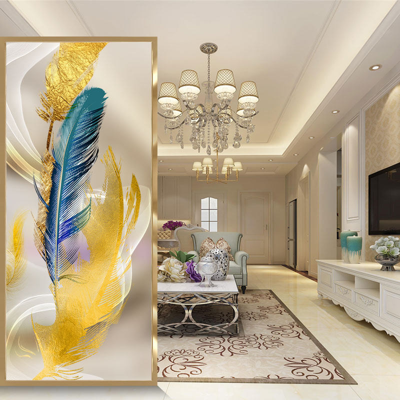 Steel Chemical Art Glass Custom Screen Partition Engraving Living-room Aisle Frosted Light Transmission Set With Double Face Xuanguan Entrance Into The House