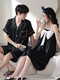 Couple pajamas summer ice silk short-sleeved suit men's thin sexy suspender nightgown women's high-end silk home clothes