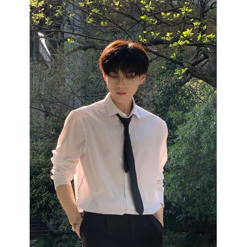 British Style Dandy Men's High-End Suit with an Oversized White Long-Sleeve Shirt Underneath, Boyfriend Style Outfit