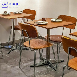Korean style restaurant solid wood table and chair combination antique coffee shop milk tea dessert shop Ocean board square Round Table commercial