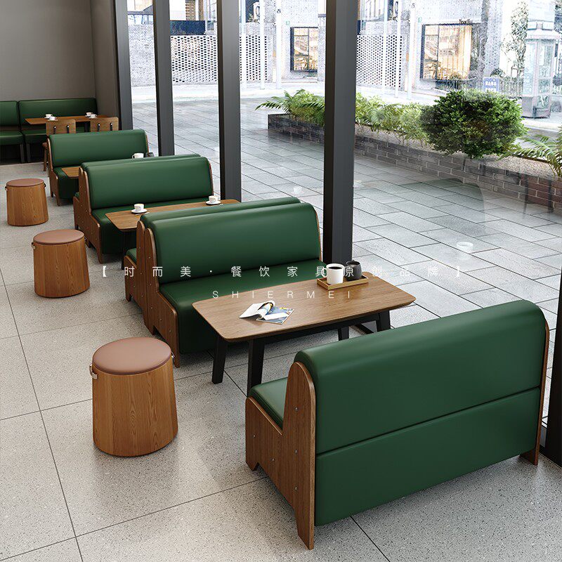 Customized café themed restaurant wall-seated sofa milk tea shop dessert bakery tables and chairs combined