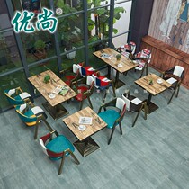 Fast food restaurant table and chairs Cafeteria West Restaurant Cold Drinking casual bar Collage Sweet shop Milk Tea Shop Catering Table And Chairs Combination