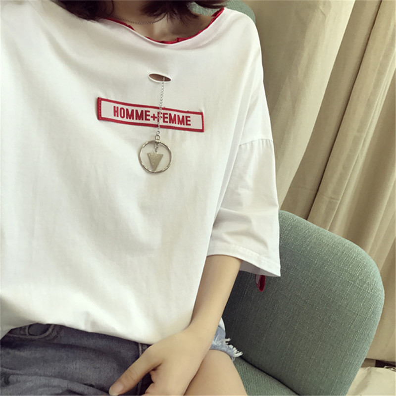 Mùa hè ins ngắn tay T-Shirt nữ Hàn Quốc phiên bản của thủy triều sinh viên lỏng mỏng kích thước lớn hoang dã nửa tay áo chic Han Fan quần áo đầm nhung đẹp