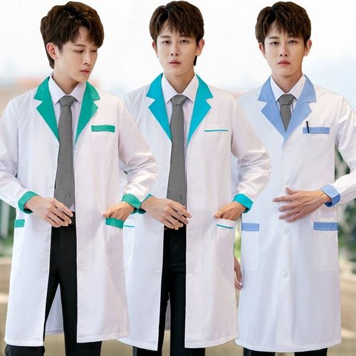 Белый халат, лонгслив, тонкая химическая униформа врача для школьников для работы, короткий рукав, подходит для студента