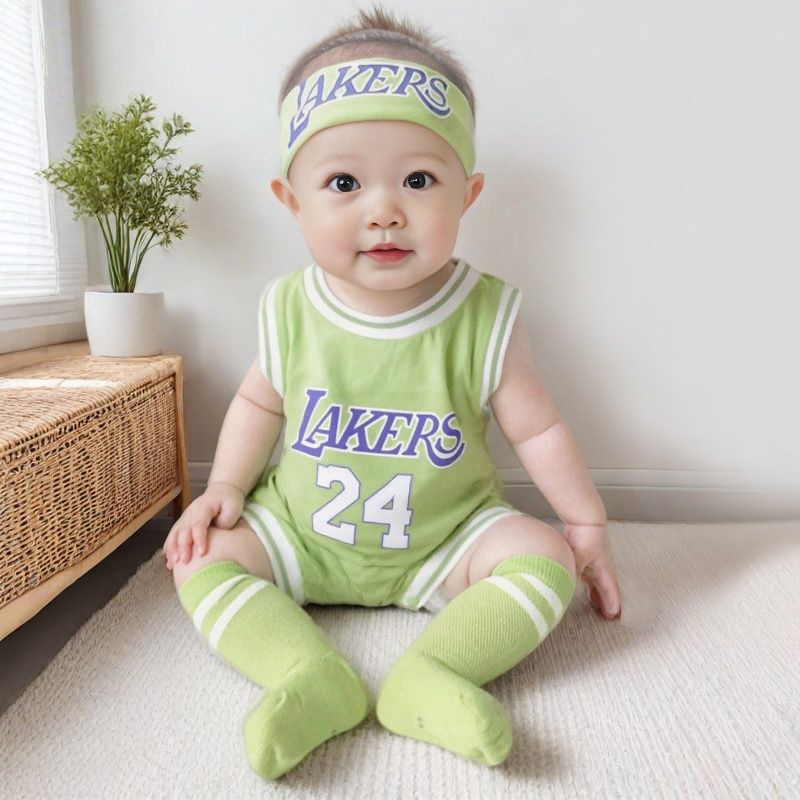 Pure Cotton Breathable Super Cute Basketball Style Newborn One-Piece Sports Vest Summer Baby Clothes Infant Jersey Summer Outfit