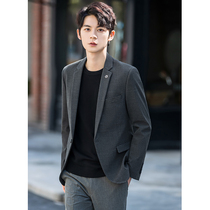 Spring and autumn checkered small suit men suit Korean version Trend with uppie handsome and casual Western suit jacket blouse single piece