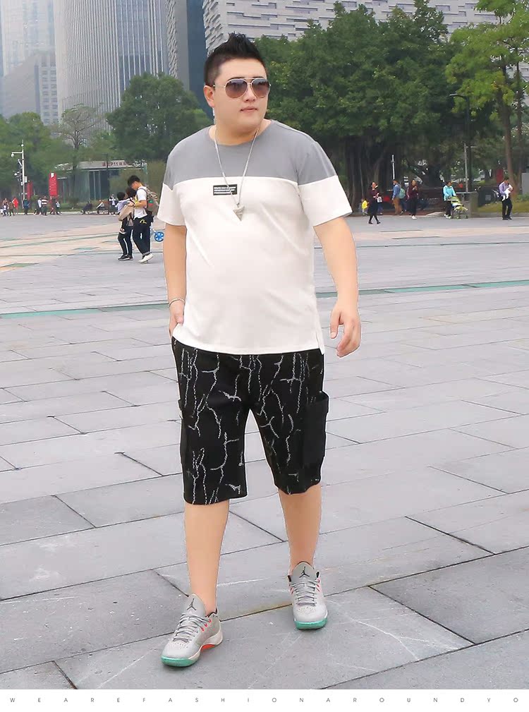 Mùa hè thủy triều thương hiệu kích thước lớn nam rộng lớn bãi biển quần hoa người đàn ông béo chất béo cộng với phân bón để tăng cá tính giản dị quần short quần baggy nam