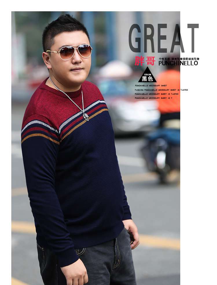 Fat anh trai cỡ lớn thẻ thủy triều nam cộng với phân bón tăng áo len chất béo cộng với nhung dày ấm áo len dài tay quần áo thời trang