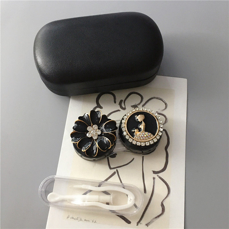 Cute hot-selling high-end fragrance style contact lens case ins simple girl pupil case portable personalized storage box