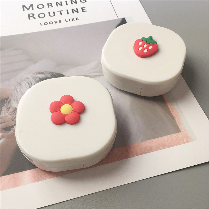 RGP contact lens box portable spring and summer new small fresh girl heart pink and tender color contact lens box simple storage box