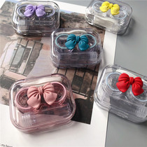 Cute bow contact lens box apron leak-proof one portable beauty contact lens storage box nursing box