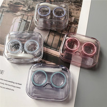 Upgraded version with apron contact lens box leak-proof integrated portable beauty contact storage box transparent window care box
