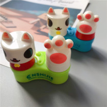 Cute cartoon cat electric contact lens cleaner automatic contact lens cleaning portable storage box double box
