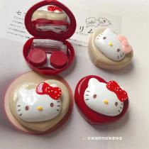 Cute heart-shaped Hello Kitty kitty girl student portable myopia contact lens case care storage contact lens case