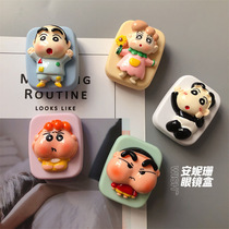 Three-dimensional fun Crayon Shin-chan unisex multi-color portable and cute double box contact lens storage box