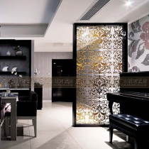 Art glass background wall partition screen entrance double-sided translucent deep carved steel process Jane European style