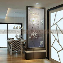Art glass porch background wall screen partition frosted light transparent double-sided effect decorative toughening process Lotus