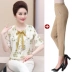 Áo sơ mi nữ mùa hè tay áo voan phù hợp với phụ nữ trung niên áo thun ngắn tay top 40-50 tuổi hai mảnh mỏng - Phụ nữ cao cấp đầm tuổi trung niên Phụ nữ cao cấp