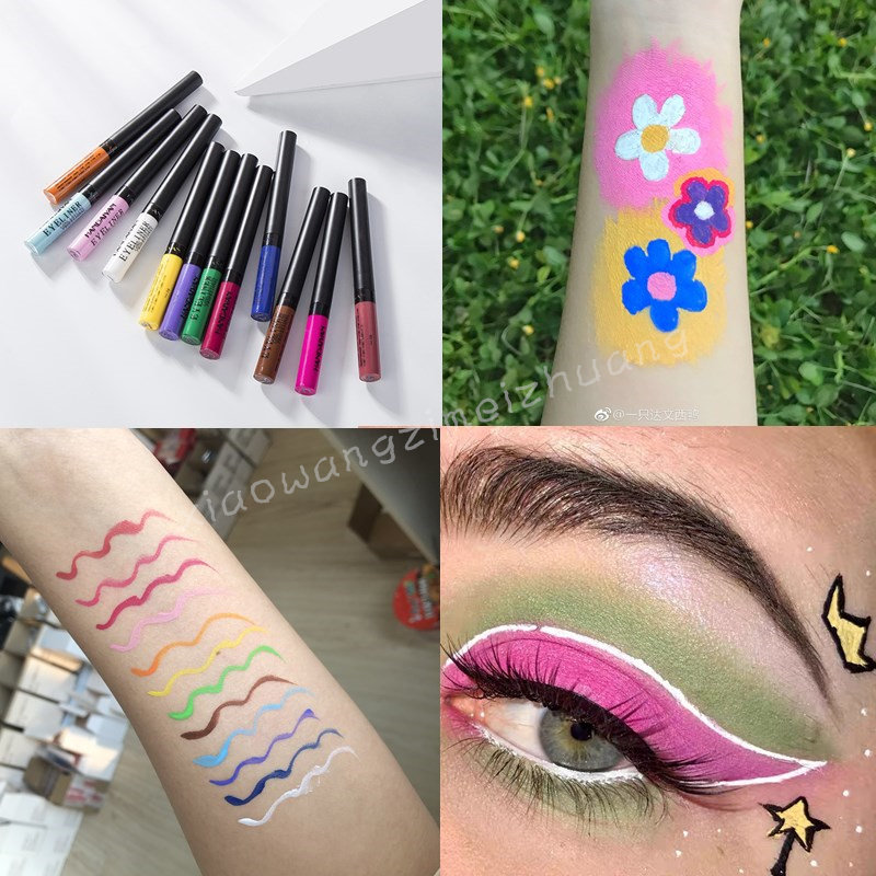 cos color matt eye line liquid pen 12 color European and American makeup stage show people body color plotter white yellow