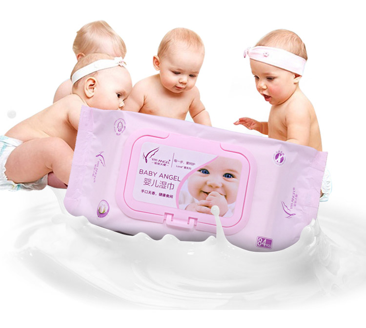 Yiyi Angel trẻ sơ sinh túi lớn lau trẻ em tay làm sạch mềm với khăn ướt ướt 84 bơm khăn giấy ướt không mùi