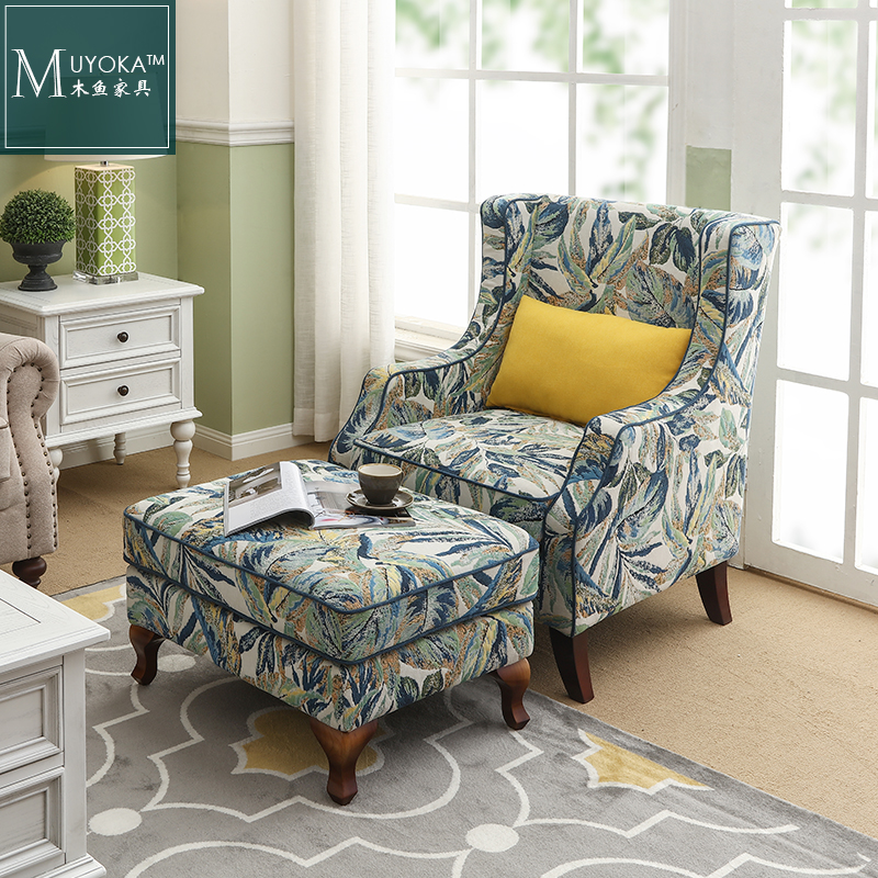 American countryside small family style single position sofa American Tiger chair cotton linen customizable color casual seat-Taobao