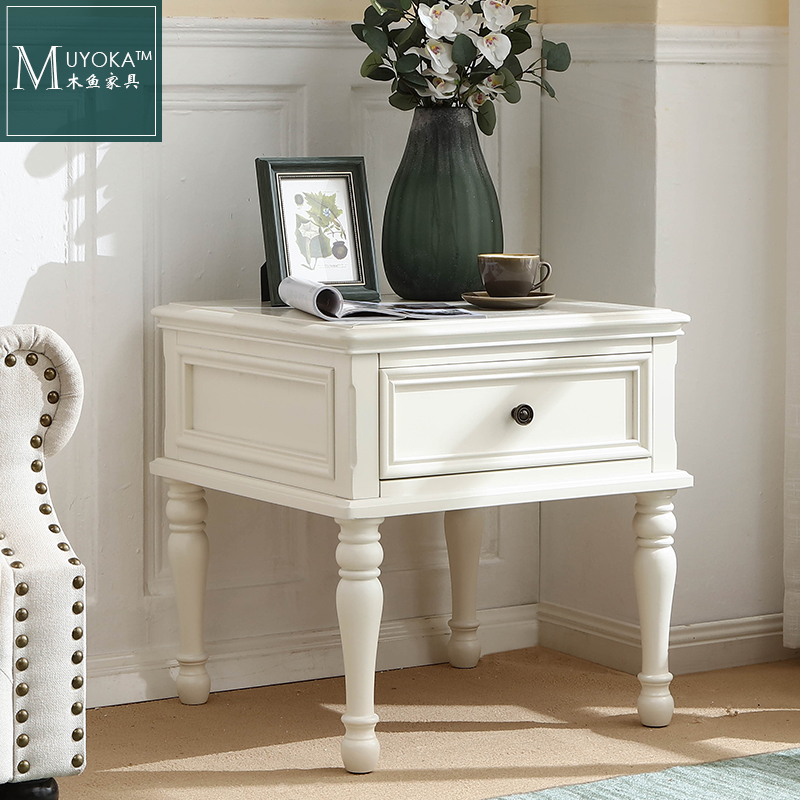 American countryside solid wood white corner a few peach floral parlor square few small tea table-Taobao