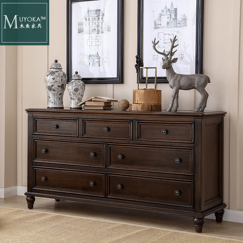 American Solid Wood Seven Bucket Cabinet Imports Peach Blossom Hearts Wood Black Walnuts-Taobao