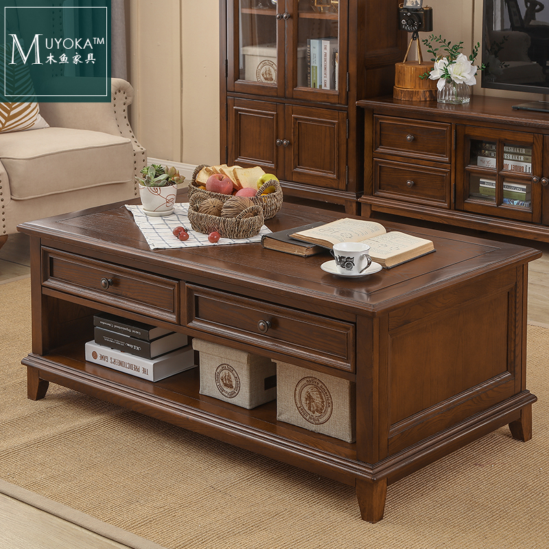 American solid wood tea table white wax American country coffee table PB American furniture