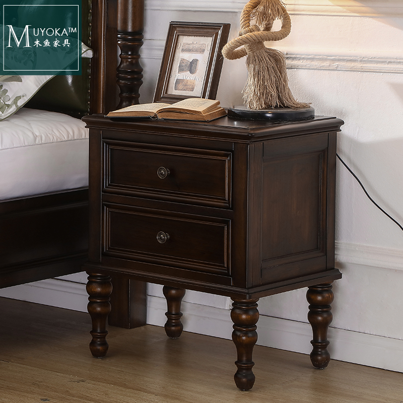 American Solid Wood Bed Head Cabinet Bedroom Bedside Cabinet Chest of drawers Chest of black walnuts