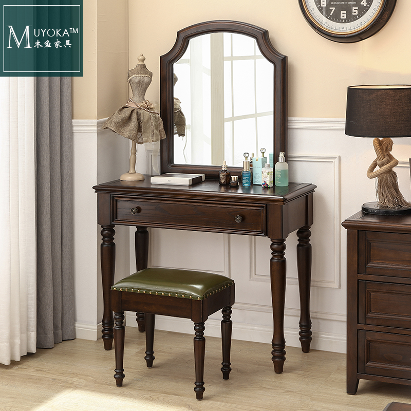 Wood Fish Furniture American Style Solid Wood Makeup Table American Innate Black Walnuts Walnut Blossom Heart Wood