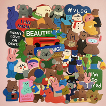 50 ins Korean ipad stickers cartoon cute bear stickers suitcase laptop mobile phone stickers