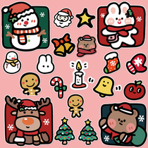 Cartoon cute Christmas decoration suitcase stickers laptop phone ipad water cup decoration stickers waterproof