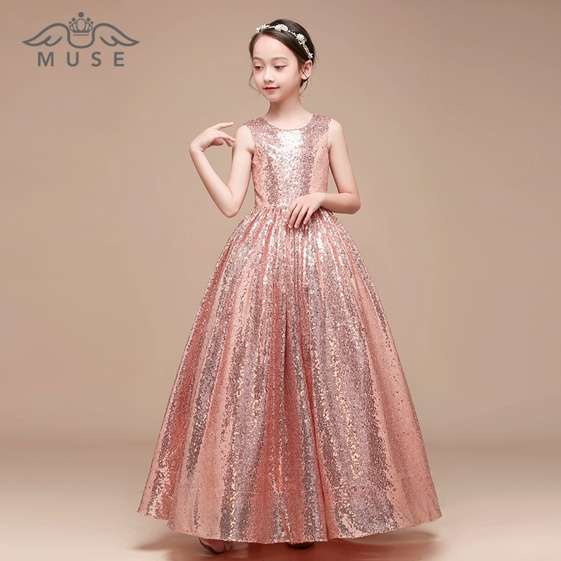 Trang phục trẻ em Cô gái Trang phục dạ hội Váy công chúa Áo dài dài Shining Shining Chủ sân khấu Show Trang phục Piano - Váy trẻ em