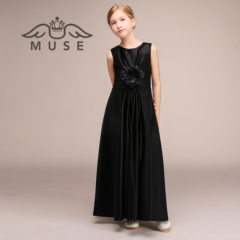MUSE cô gái buổi tối ăn mặc trang phục piano cô gái ăn mặc violin cello hiệu suất màu đen váy trẻ em 10 tuổi