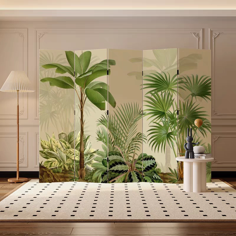 Southeast Asian Tropical Rainforest American-Style Screen Partition Living Room Art Light Luxury High-End Foldable Movable Background Wall
