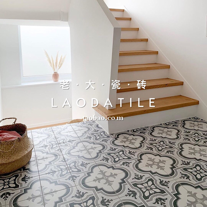 Nordic handmade vintage small flower tile kitchen bathroom French floor tiles entrance balcony flower piece net red shop full tile