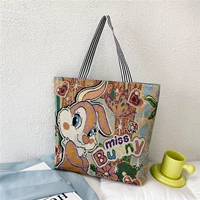 Новая холщовая сумка для осени и зимы - улучшенная и утолщенная версия «Ушастый кролик» (с молниями и подкладкой).