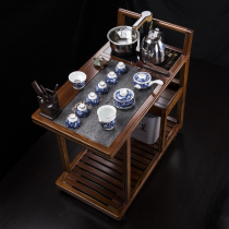 Tea car solid wood movable wheeled tea tray Rosewood Eucalanus tea table water Cabinet complete set of tea set