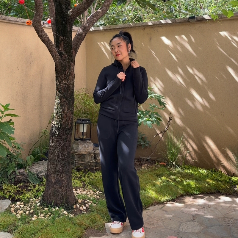 Women's Early Autumn Coat and Pants Two-Piece Set, Lulu Style, Drapey, Slimming, Suitable for Commuting
