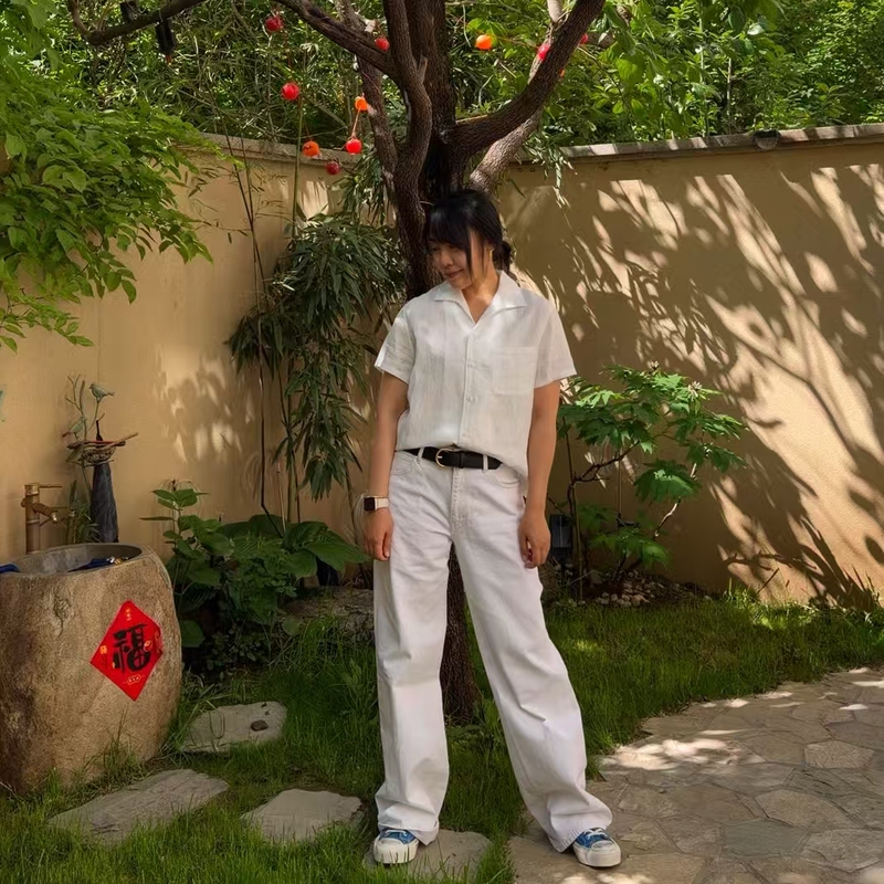 Cuban Collar Linen Shirt | I Am Happy to Be Myself