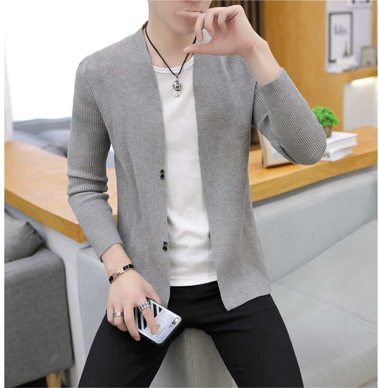Isaton 2018 thu đông nam đan áo len cardigan áo len giản dị màu rắn Nhật Bản quần áo thể thao